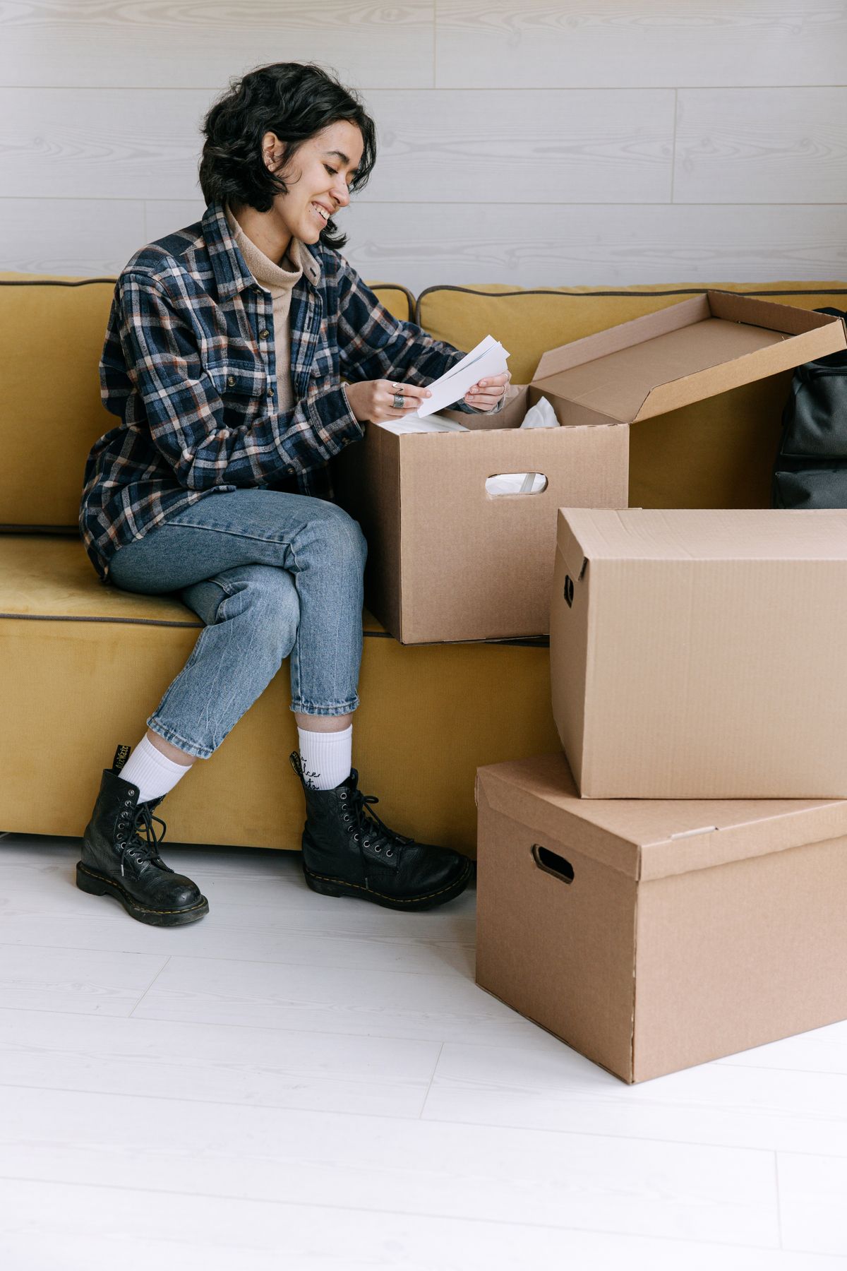 New tenant unpacking boxes on move-in day